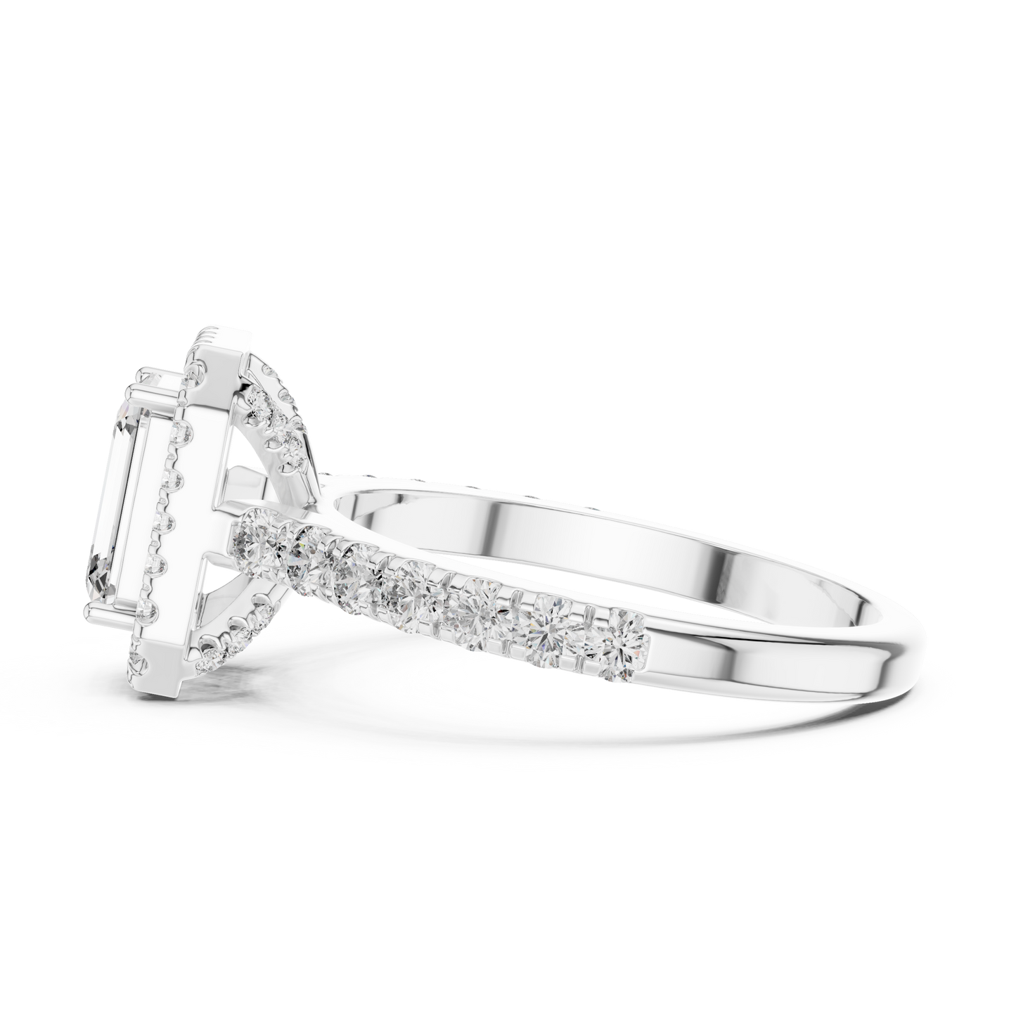 Emerald Diamond Engagement Ring With Halo Setting