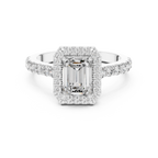 Emerald Diamond Engagement Ring With Halo Setting