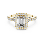 Emerald Diamond Engagement Ring With Halo Setting