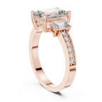 Emerald Cut Three Stone Engagement Ring