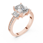 Emerald Cut Three Stone Engagement Ring
