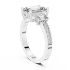 Emerald Cut Three Stone Engagement Ring