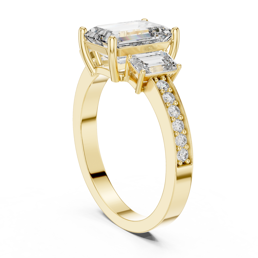 Emerald Cut Three Stone Engagement Ring