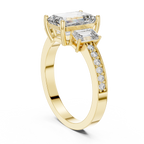 Emerald Cut Three Stone Engagement Ring