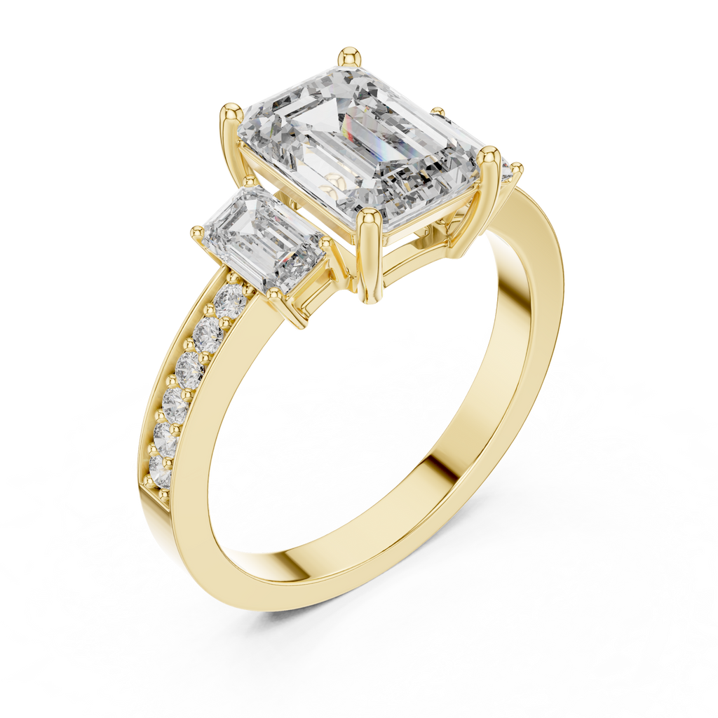 Emerald Cut Three Stone Engagement Ring