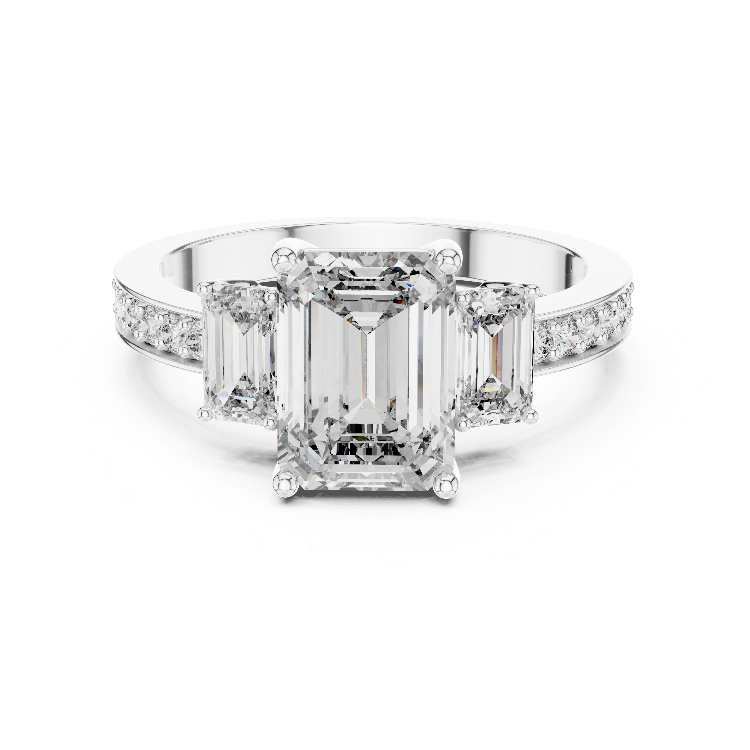 Emerald Cut Three Stone Engagement Ring