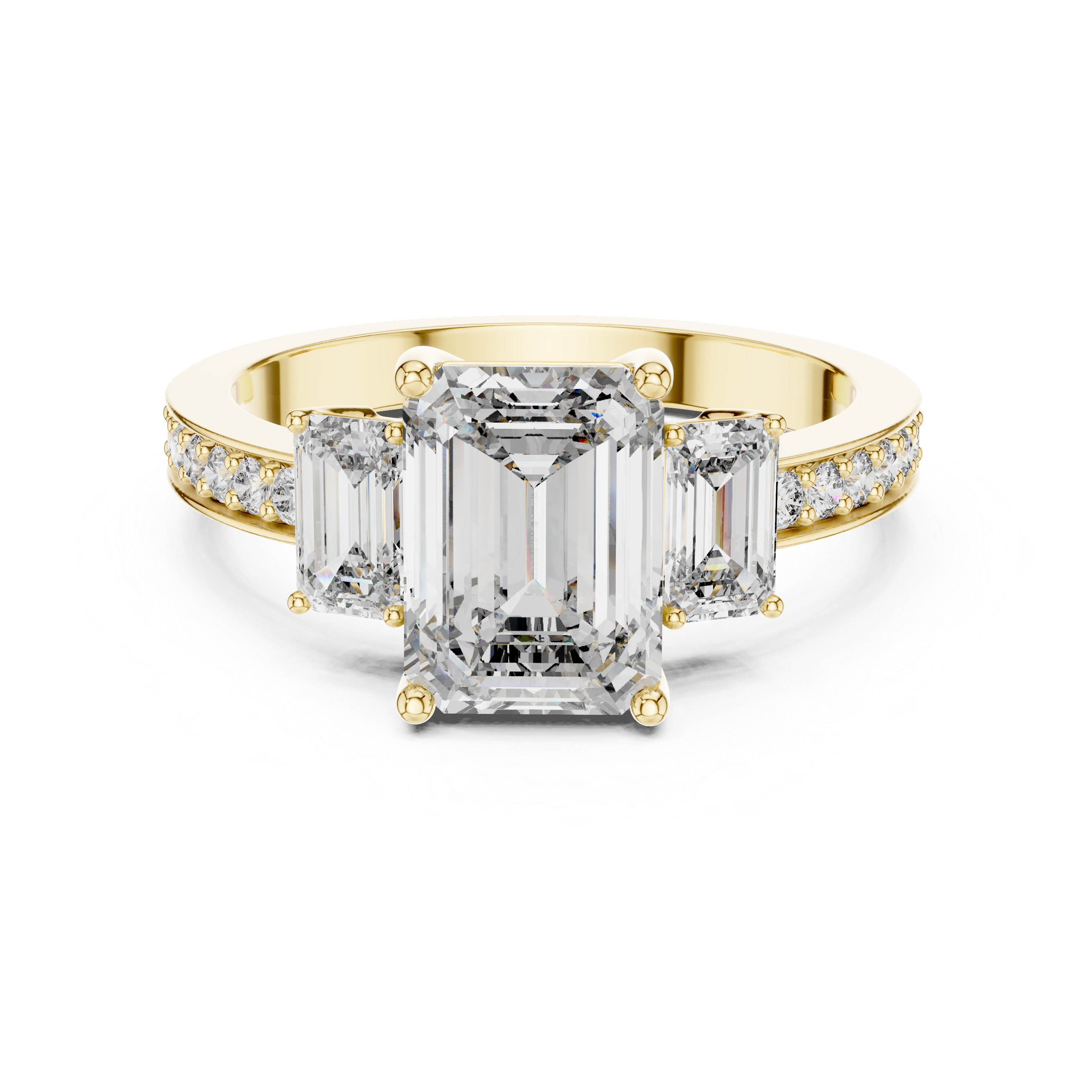 Emerald Cut Three Stone Engagement Ring
