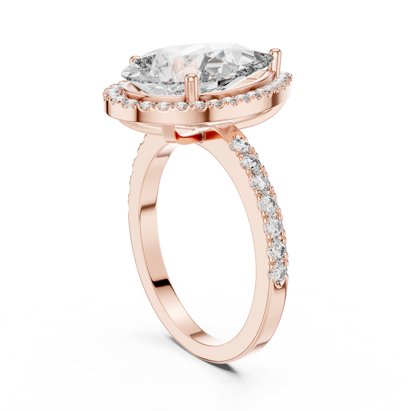 Lab Diamond Pear Cut Halo Engagement RIng