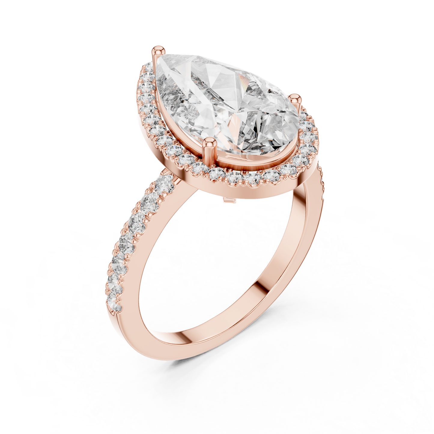 Lab Diamond Pear Cut Halo Engagement RIng
