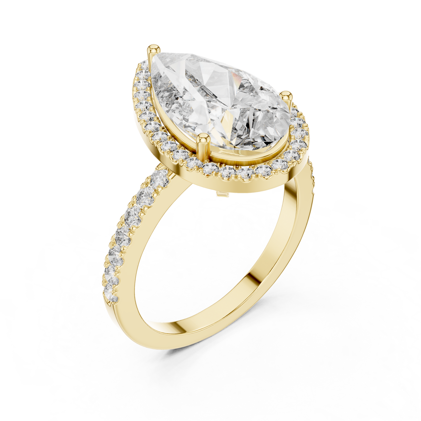 Lab Diamond Pear Cut Halo Engagement RIng