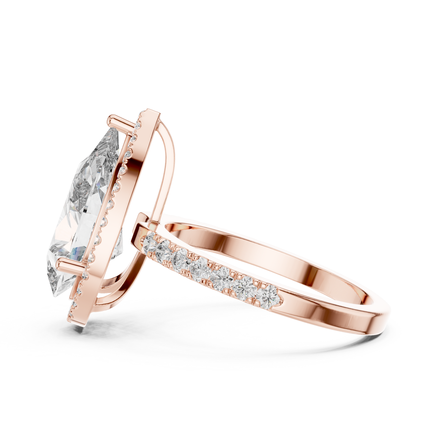 Lab Diamond Pear Cut Halo Engagement RIng