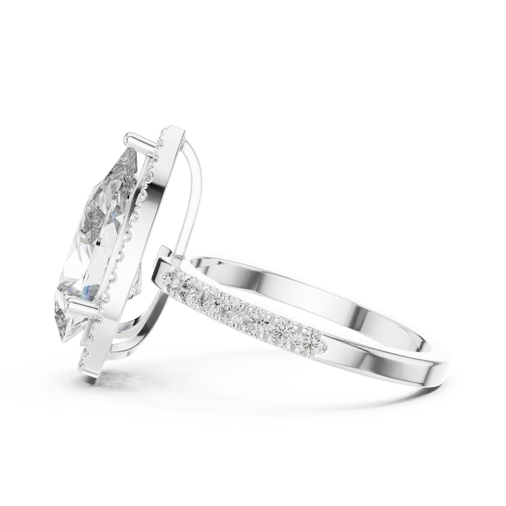 Lab Diamond Pear Cut Halo Engagement RIng
