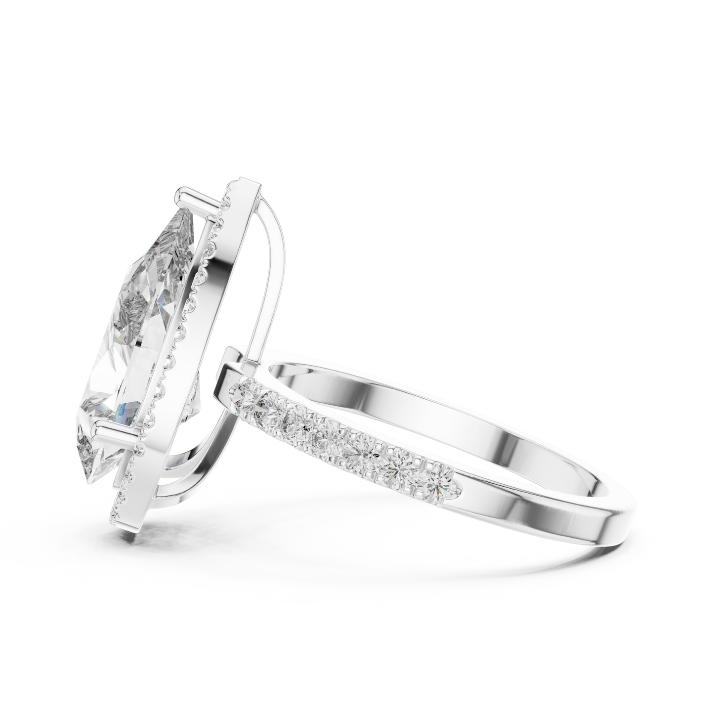 Lab Diamond Pear Cut Halo Engagement RIng