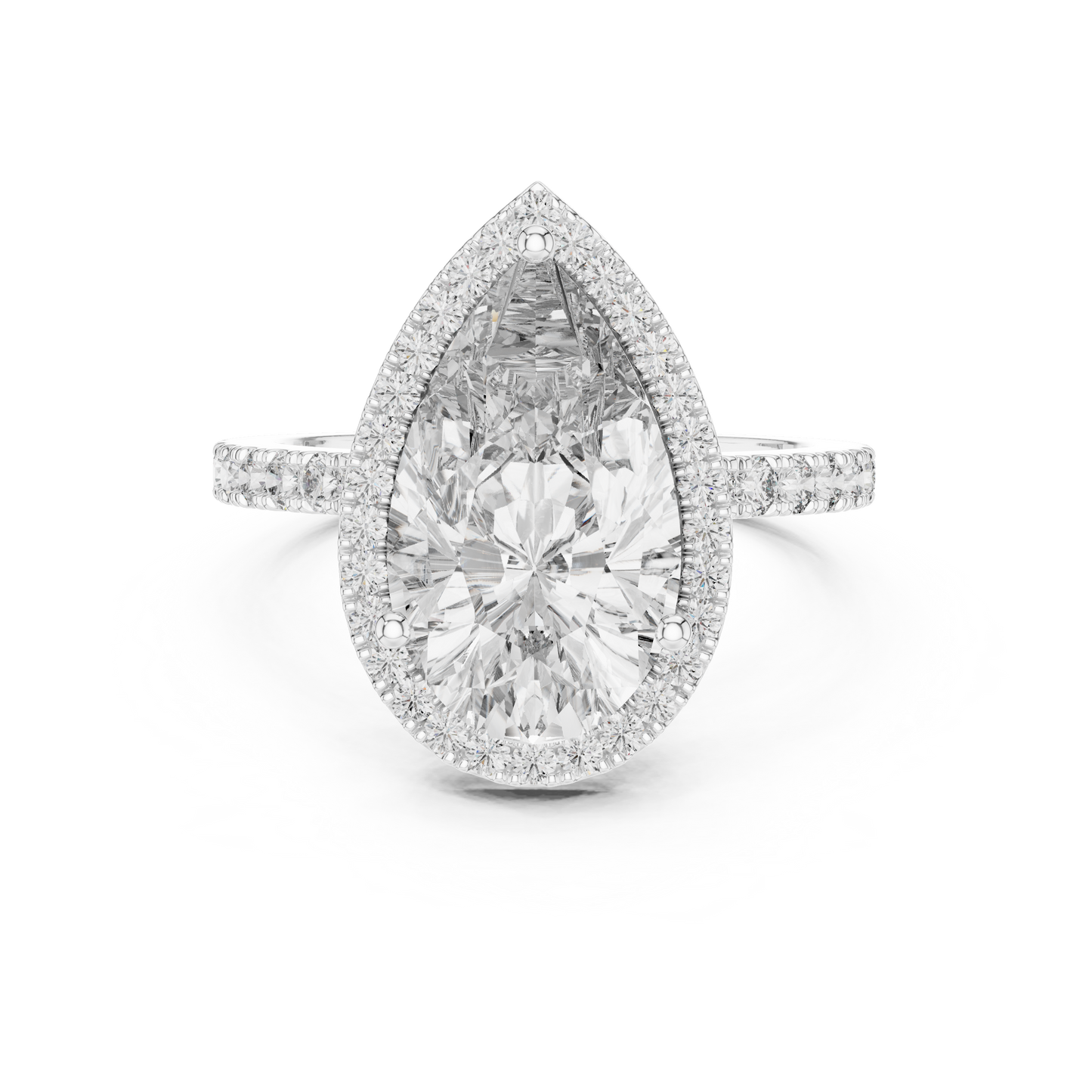 Lab Diamond Pear Cut Halo Engagement RIng