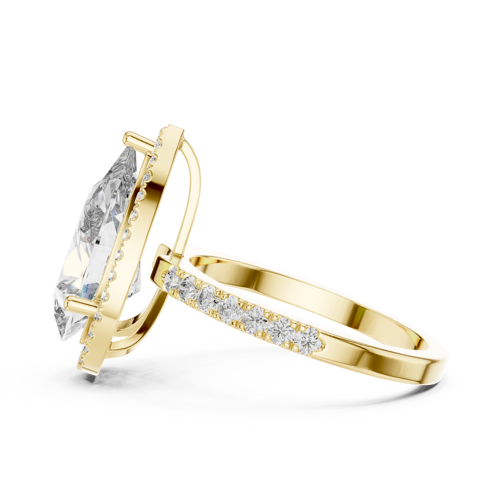 Lab Diamond Pear Cut Halo Engagement RIng