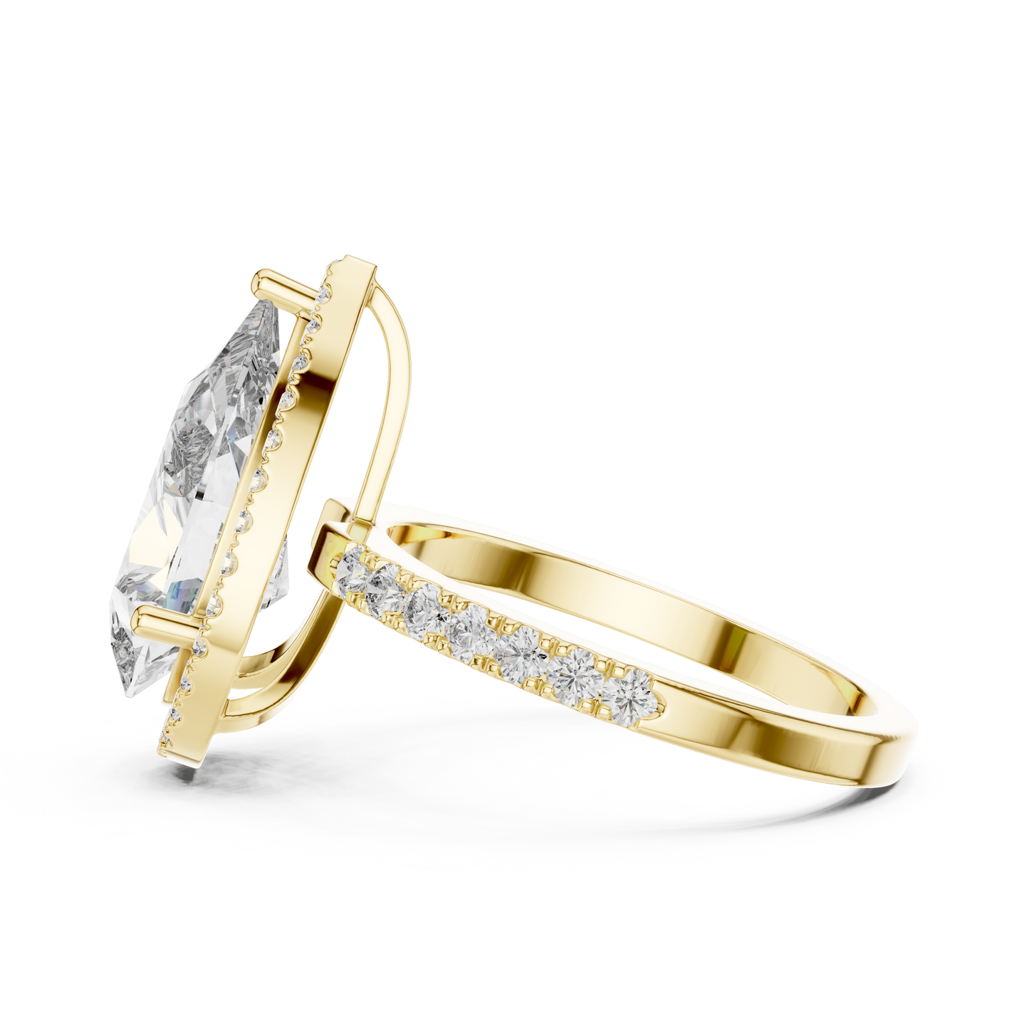 Lab Diamond Pear Cut Halo Engagement RIng