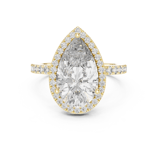 Lab Diamond Pear Cut Halo Engagement RIng