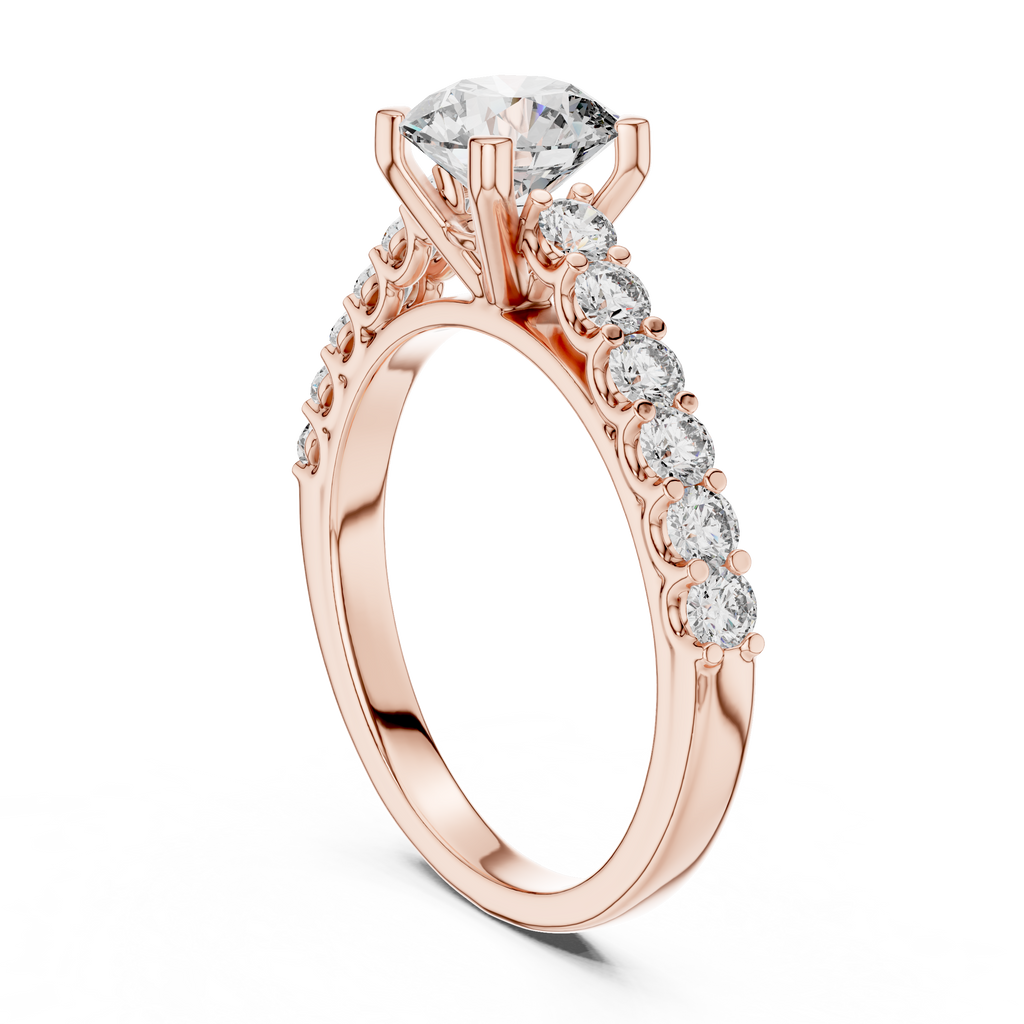 Round Cut Diamond Solitaire Accent Engagement Ring