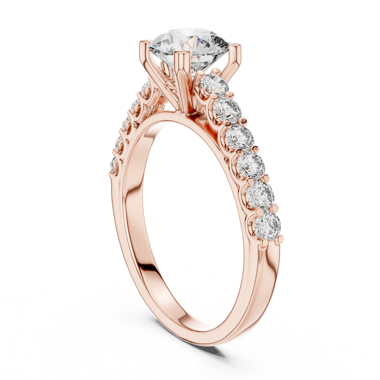 Round Cut Diamond Solitaire Accent Engagement Ring