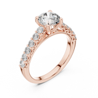 Round Cut Diamond Solitaire Accent Engagement Ring