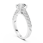 Round Cut Diamond Solitaire Accent Engagement Ring