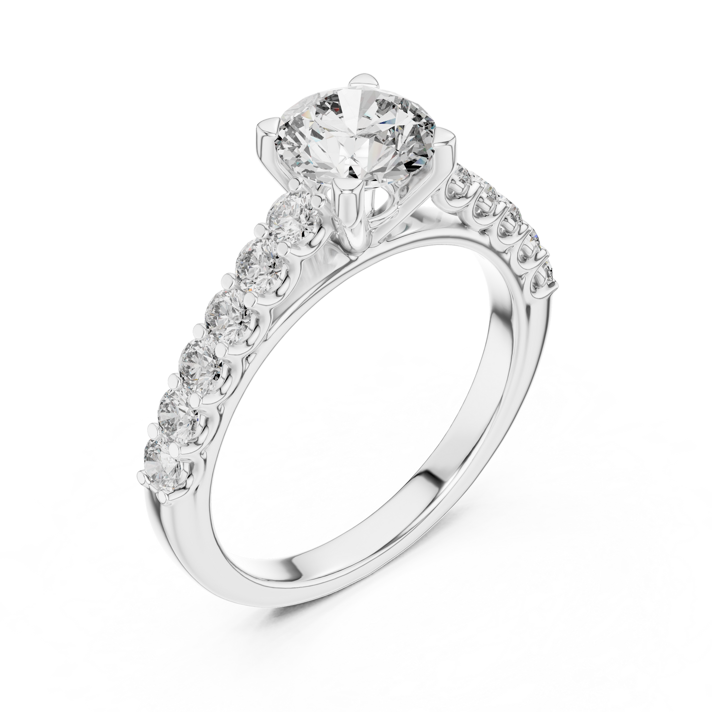 Round Cut Diamond Solitaire Accent Engagement Ring