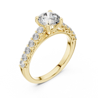 Round Cut Diamond Solitaire Accent Engagement Ring