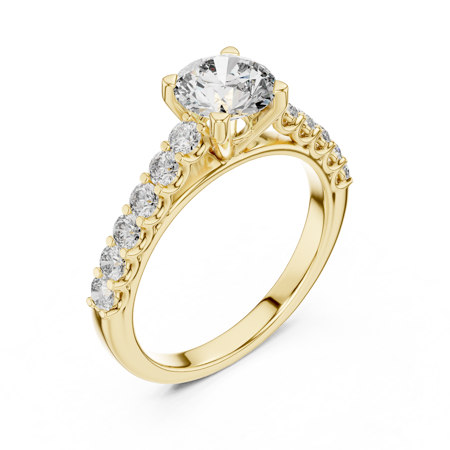 Round Cut Diamond Solitaire Accent Engagement Ring