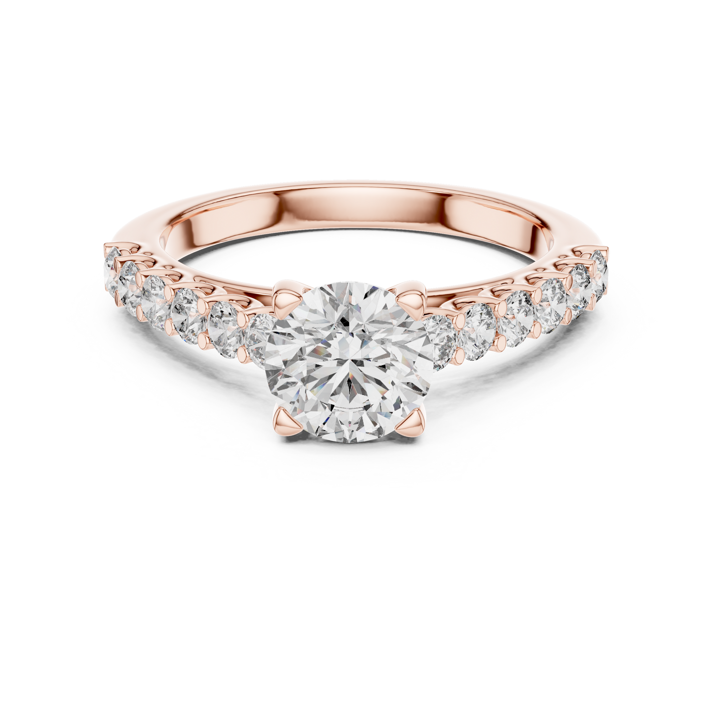 Round Cut Diamond Solitaire Accent Engagement Ring