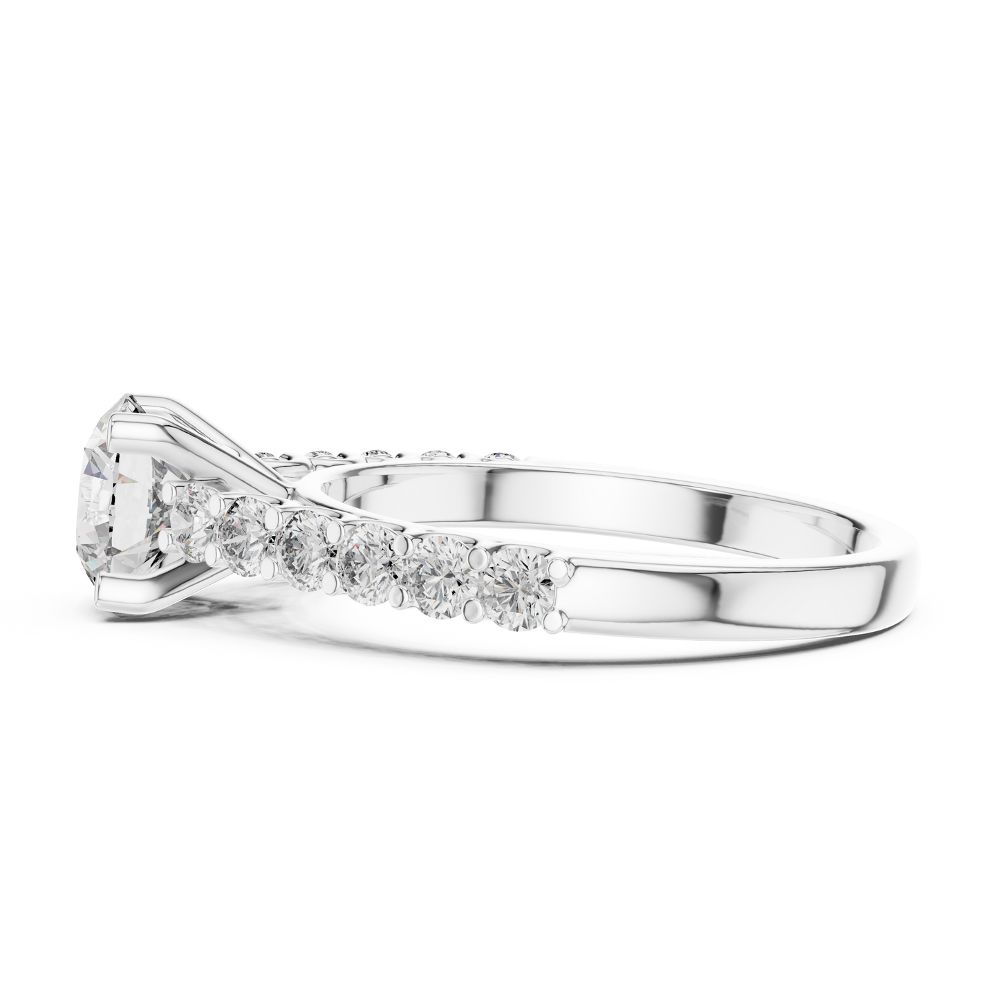 Round Cut Diamond Solitaire Accent Engagement Ring