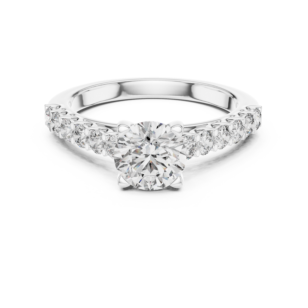 Round Cut Diamond Solitaire Accent Engagement Ring
