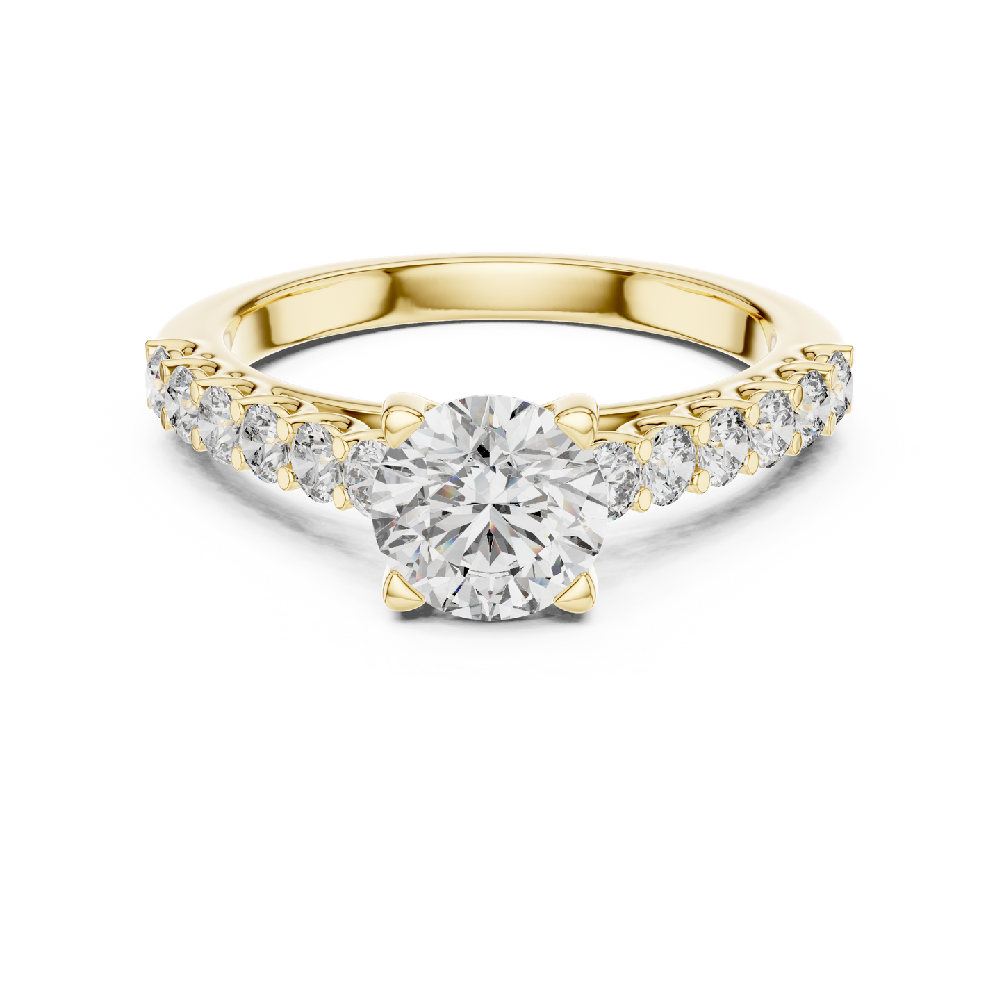 Round Cut Diamond Solitaire Accent Engagement Ring