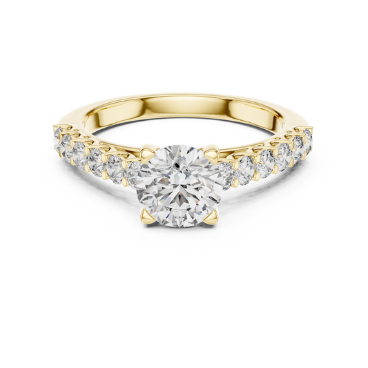 Round Cut Diamond Solitaire Accent Engagement Ring