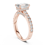 Emerald Cut Hidden Halo Diamond Engagement Ring