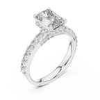 Emerald Cut Hidden Halo Diamond Engagement Ring