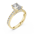Emerald Cut Hidden Halo Diamond Engagement Ring