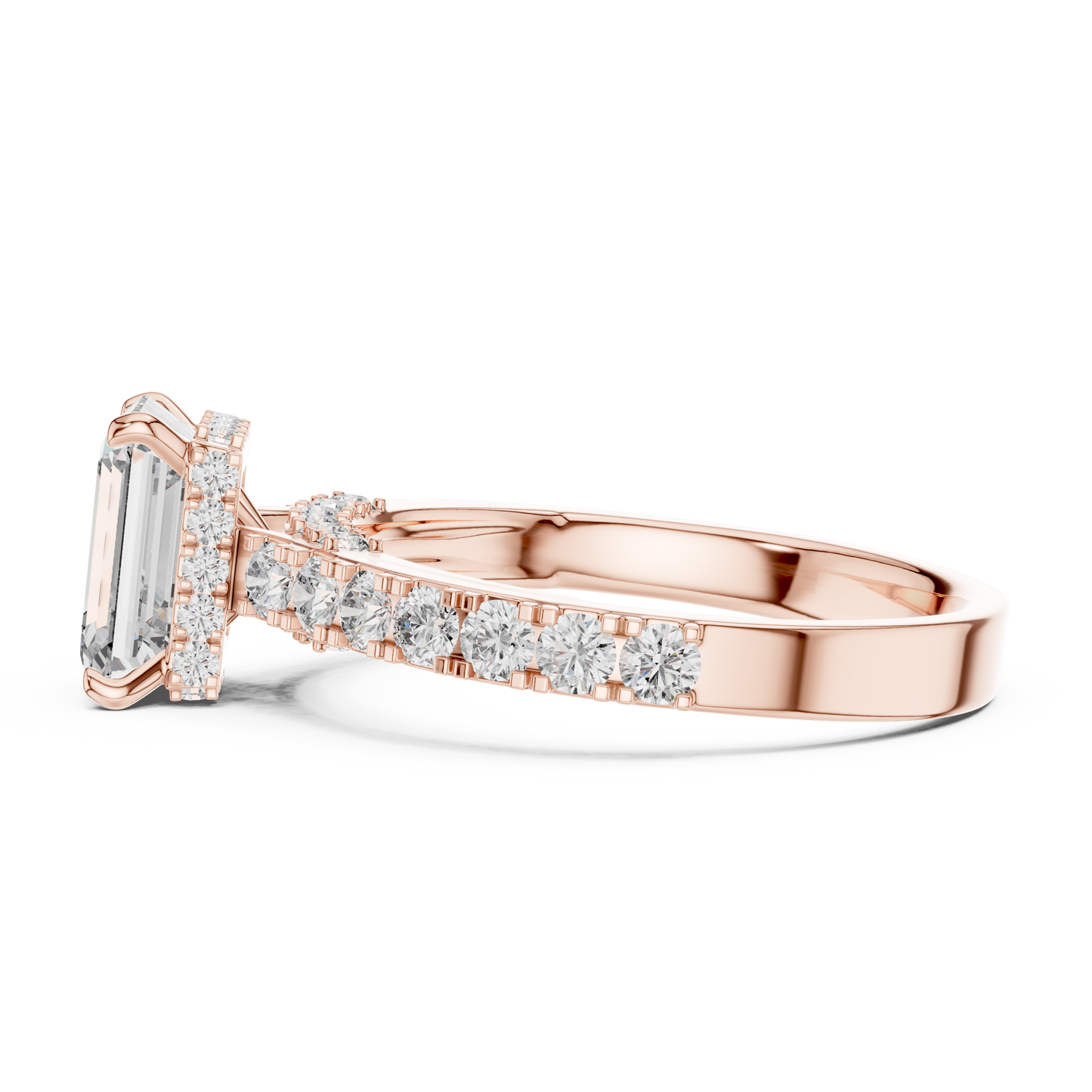 Emerald Cut Hidden Halo Diamond Engagement Ring