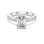 Emerald Cut Hidden Halo Diamond Engagement Ring