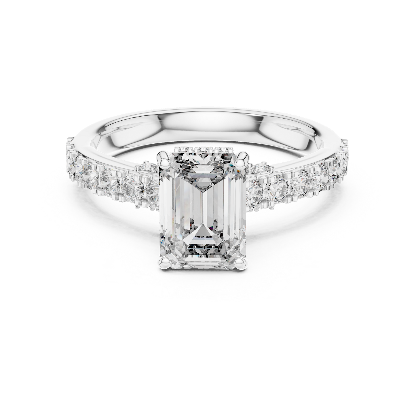 Emerald Cut Hidden Halo Diamond Engagement Ring
