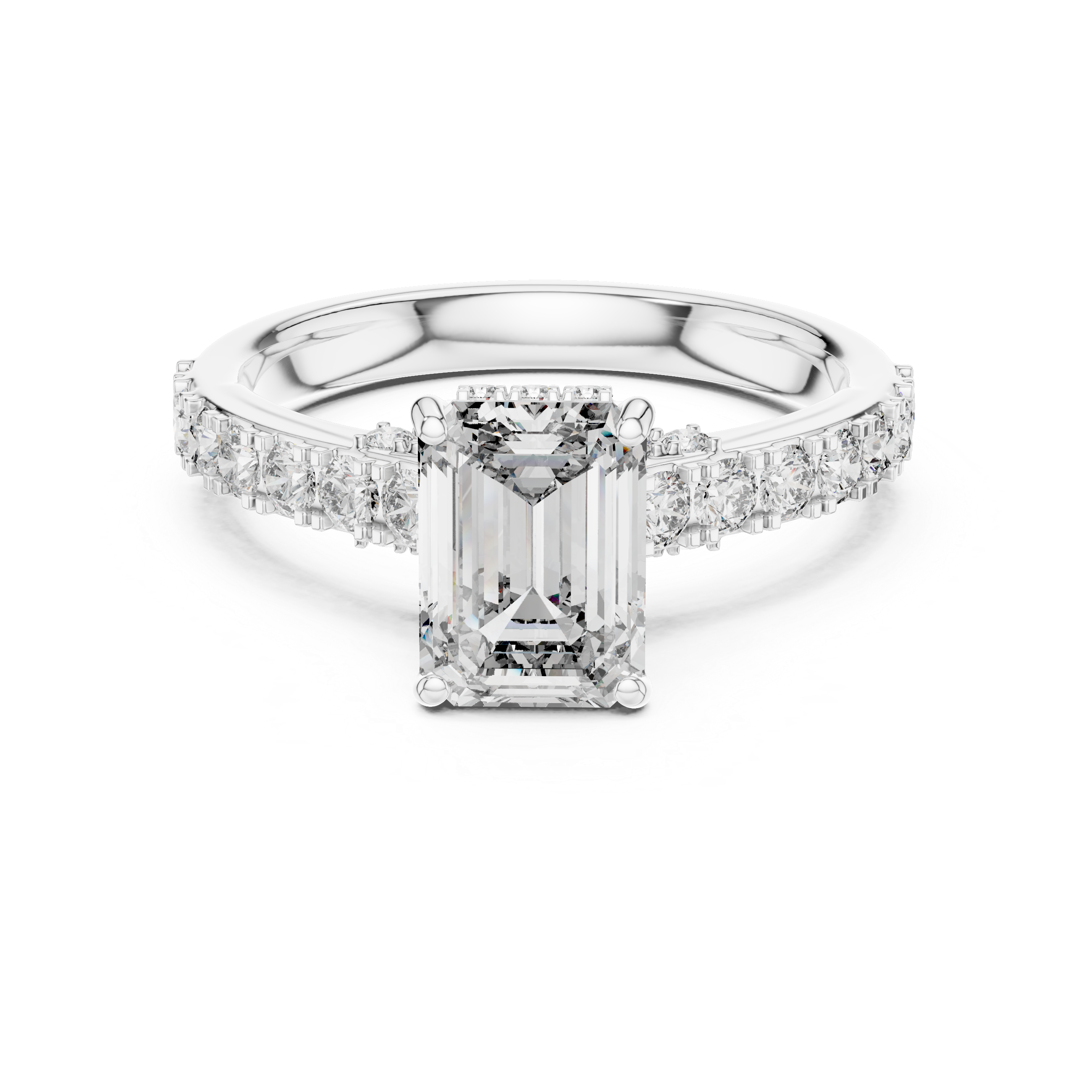 Emerald Cut Hidden Halo Diamond Engagement Ring