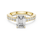 Emerald Cut Hidden Halo Diamond Engagement Ring