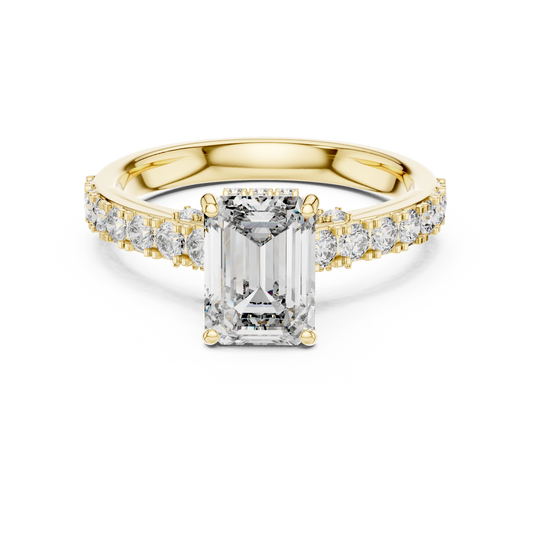 Emerald Cut Hidden Halo Diamond Engagement Ring