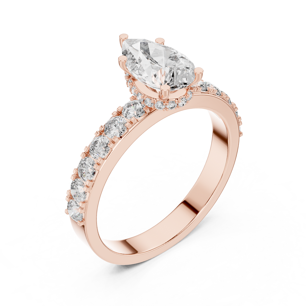 Lab Diamond Hidden Halo Pear Engagement Ring