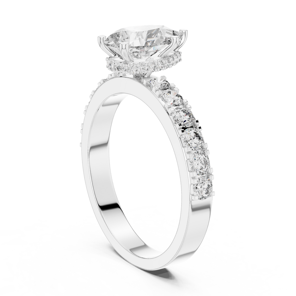 Lab Diamond Hidden Halo Pear Engagement Ring