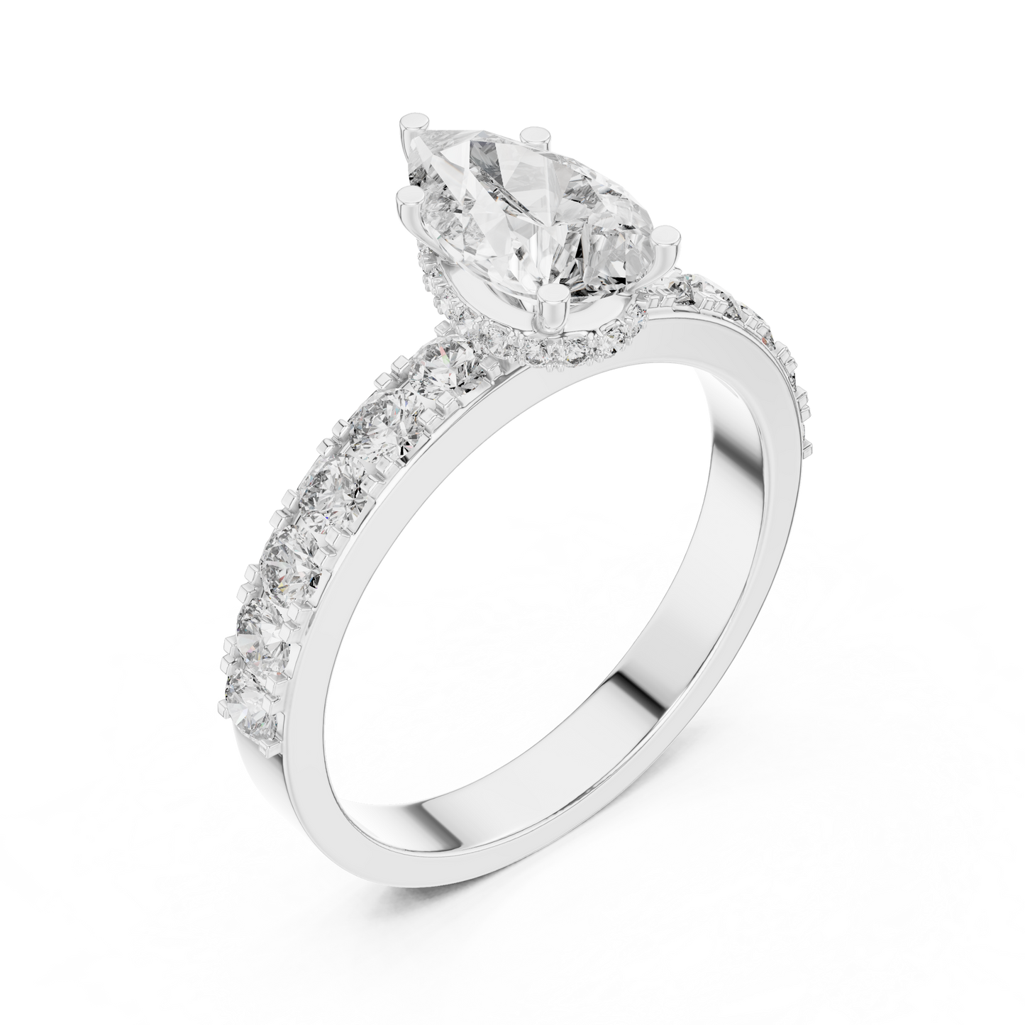Lab Diamond Hidden Halo Pear Engagement Ring