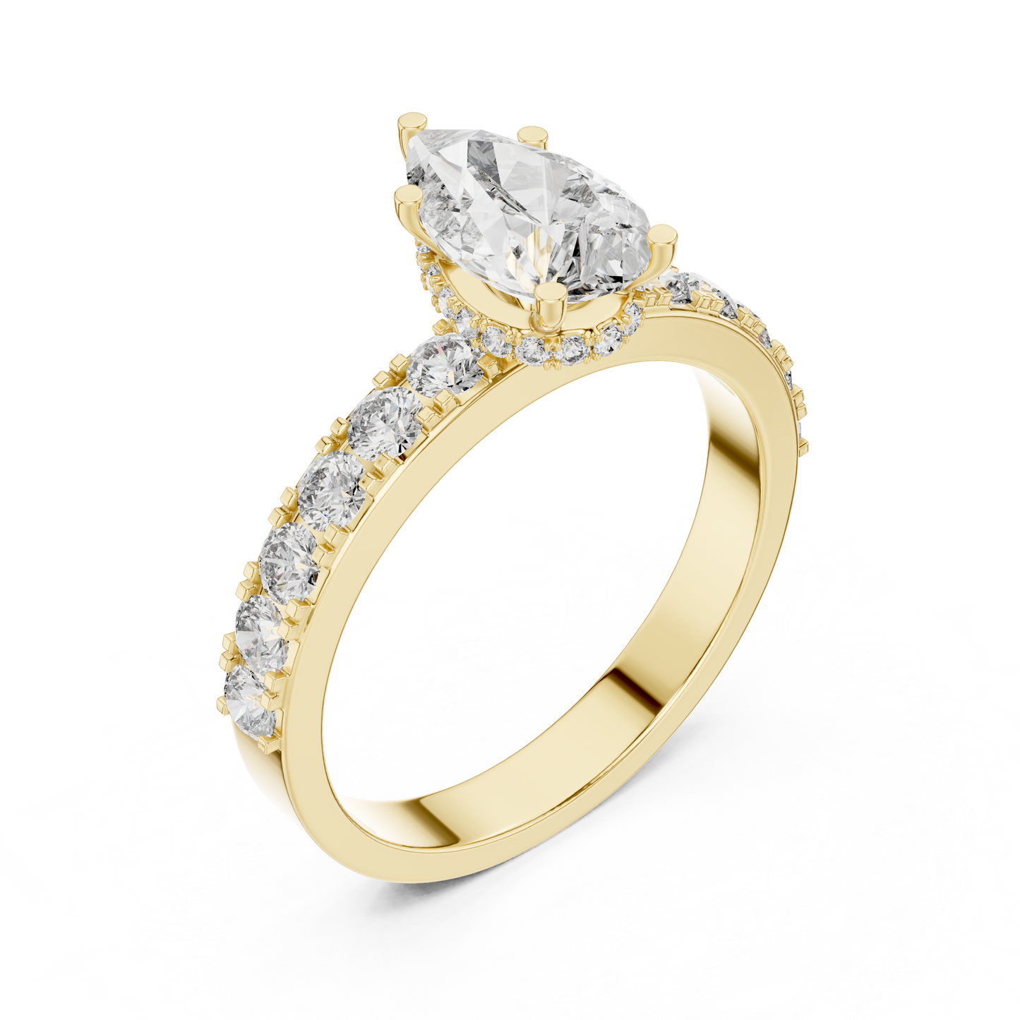 Lab Diamond Hidden Halo Pear Engagement Ring
