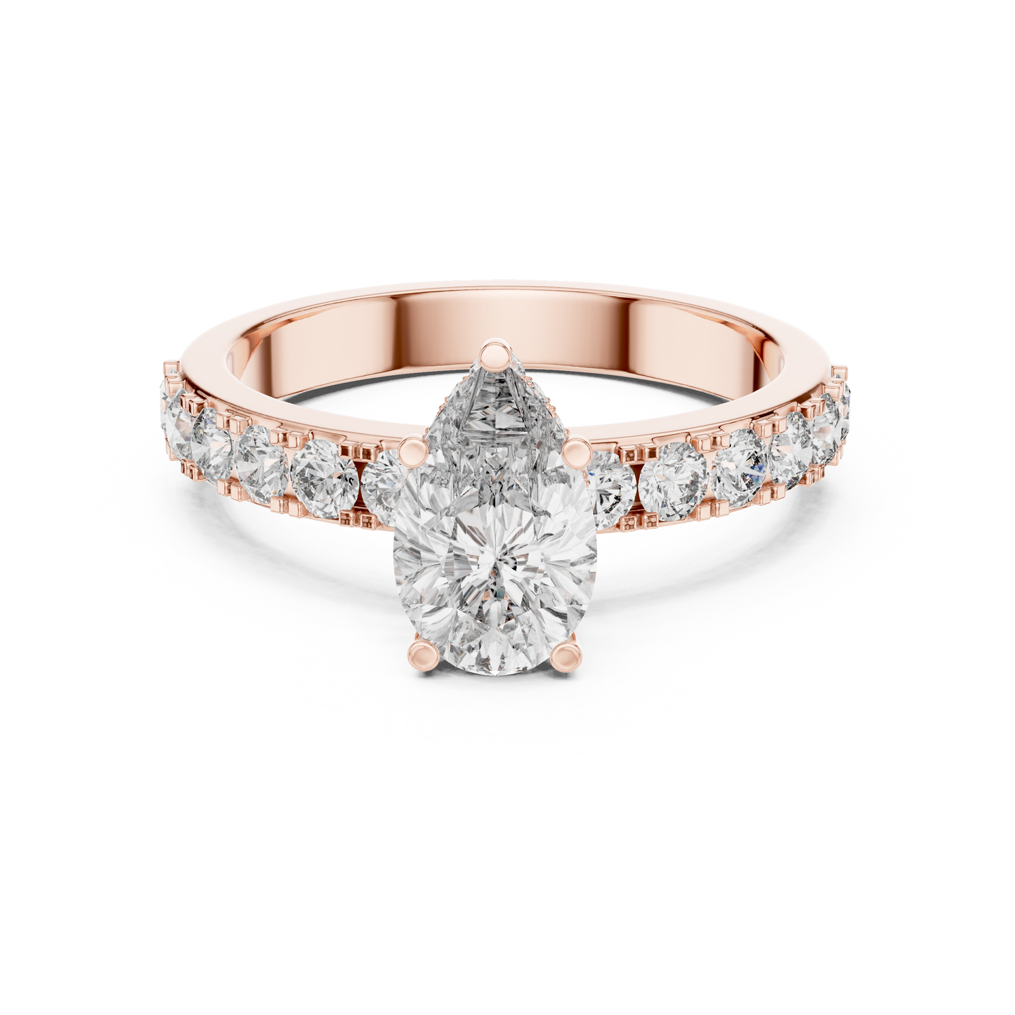 Lab Diamond Hidden Halo Pear Engagement Ring