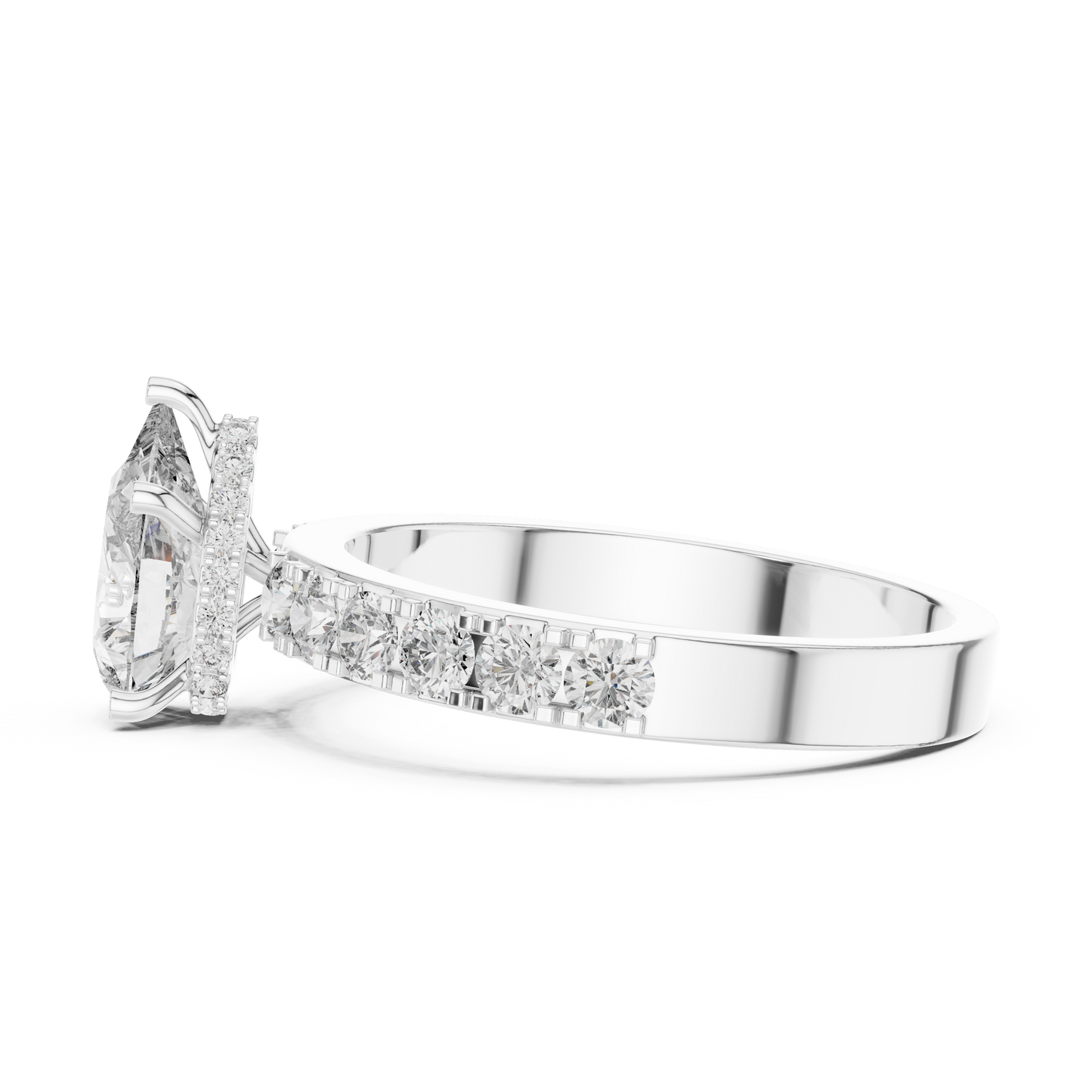 Lab Diamond Hidden Halo Pear Engagement Ring