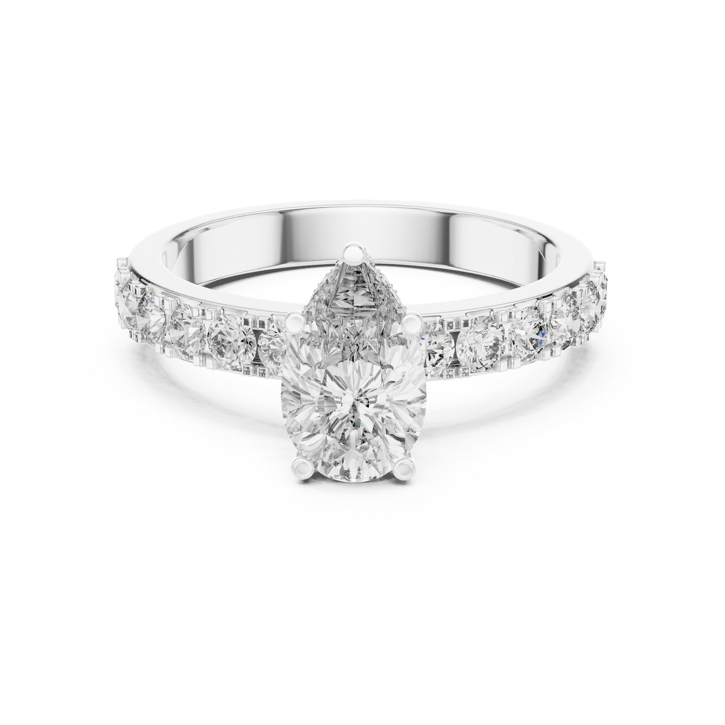 Lab Diamond Hidden Halo Pear Engagement Ring