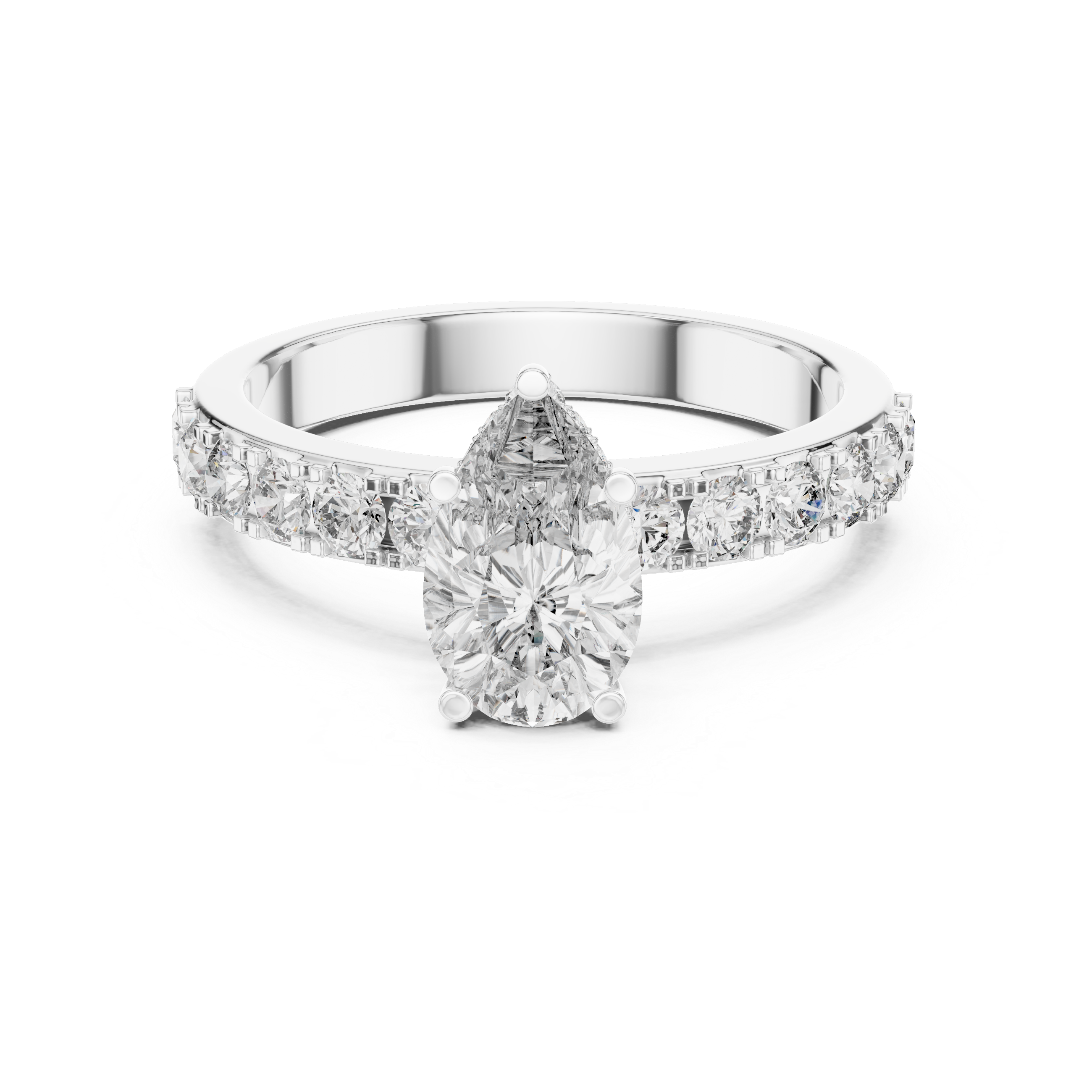Lab Diamond Hidden Halo Pear Engagement Ring
